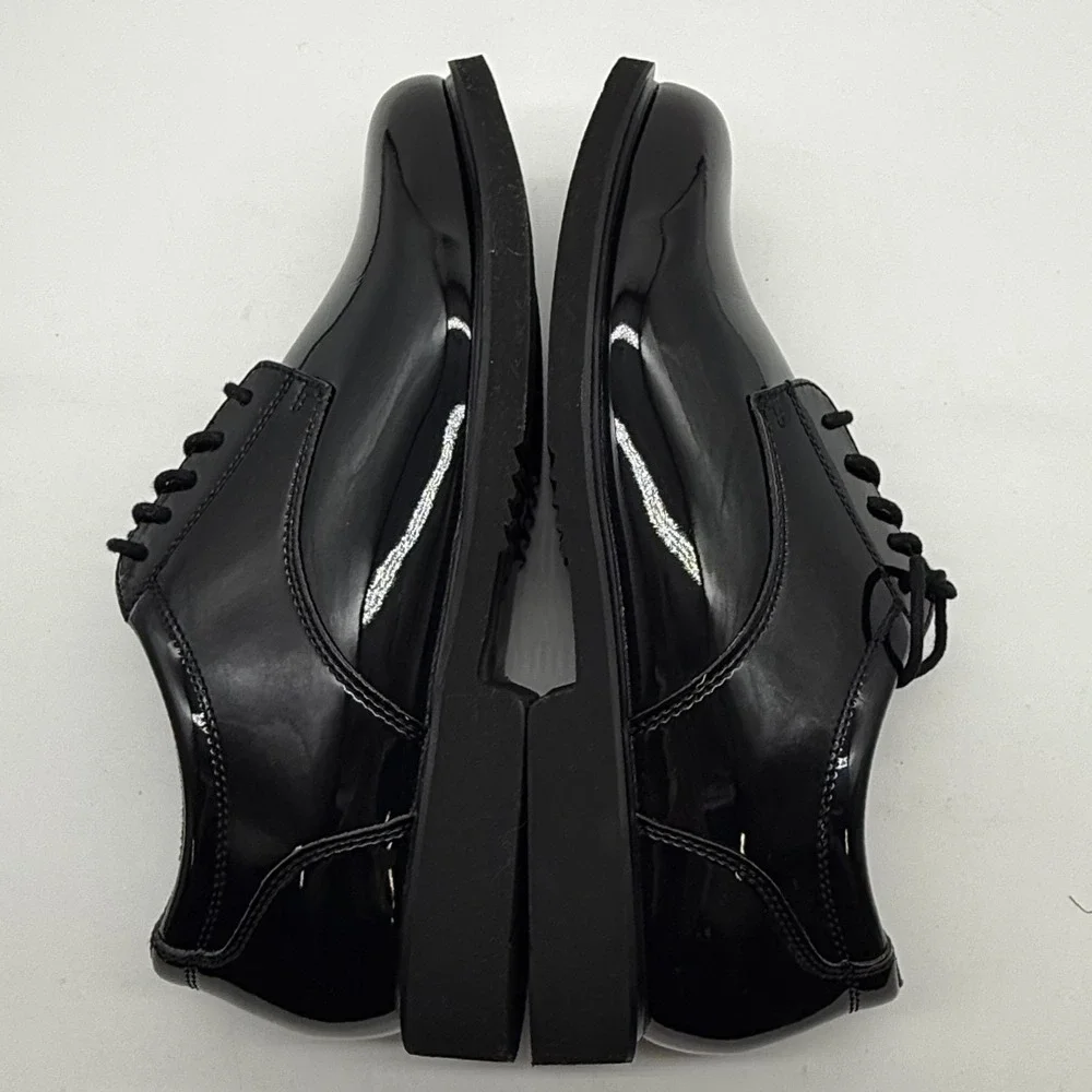 Thorogood Mens 10 shoe Black High Gloss Patent Leather Oxford uniform classic